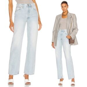 RE/DONE • 90s High Rise Loose jeans Perfect Light Indigo wash button fly baggy